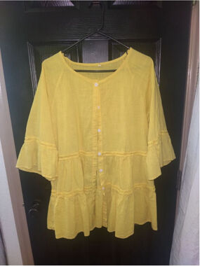 Women's Unbranded Yellow Tiered Tunic Top XL